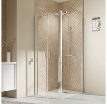 Duschtür für Seitenwand mit Pendeltür BREUER Elana 2.0 100 x 200 cm Profil eckig silber Klarglas Reversibel Puffergriff-thumb-0