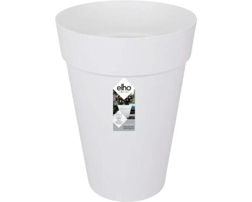 Weißer Blumentopf mit Elho Logo