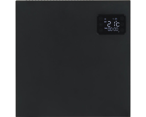 Schwarzer Heizkörper mit digitaler Anzeige