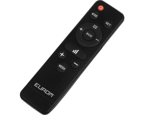 Schwarze Eurom Fernbedienung mit verschiedenen Tasten