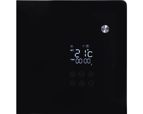 Nahaufnahme einer Heizkörpersteuerung mit digitaler Temperaturanzeige.