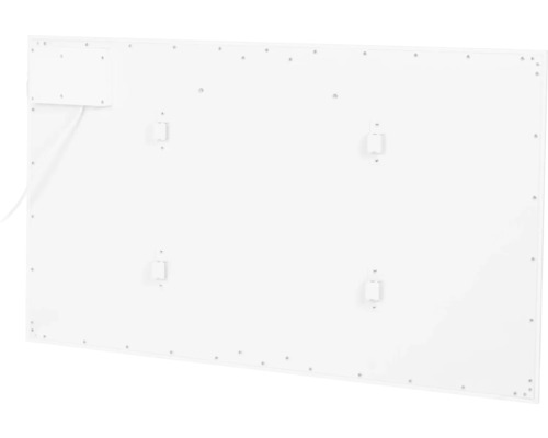 Rückseite eines Heizpaneels mit Anschlussdose und Halterungen