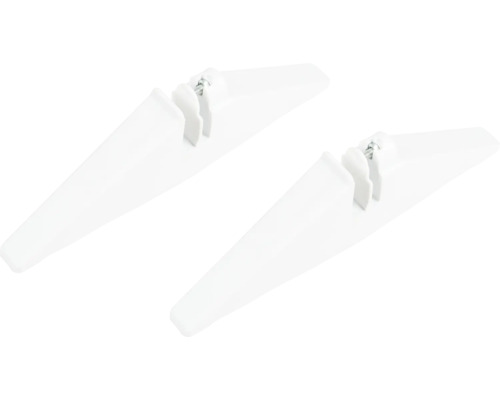 Zwei weiße Schuhspanner aus Kunststoff