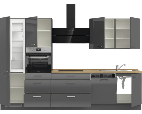 Komplette Einbauküche mit Elektrogeräten, Spüle und Dunstabzugshaube