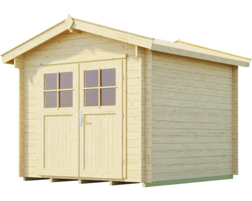 Holzgartenhaus mit Doppeltür und Fenstern