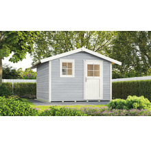 Gartenhaus aus Holz mit Fenster und Tür im Garten