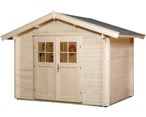 Holzgartenhaus mit Doppeltür und Fenstern