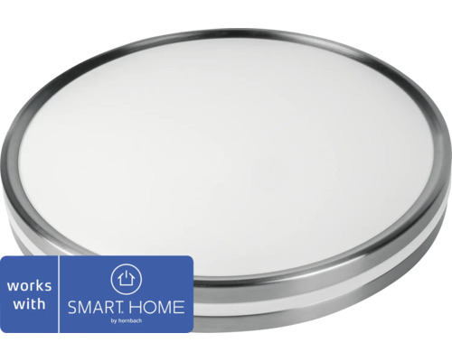 FLAIR Viyu LED Deckenleuchte dimmbar 24W 2500 lm 2700- 6500 K HxØ 6,54x36,5 cm Musica chrom/matt - Kompatibel mit SMART HOME by hornbach Runde Deckenleuchte mit Smart Home by Hornbach Logo