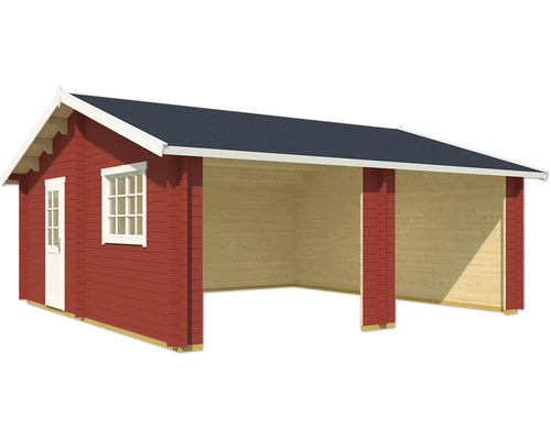 Holzgarage mit Anbau und Satteldach