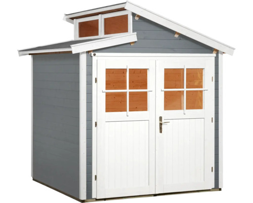 Gartenhaus mit Doppeltür und Oberlichtfenstern