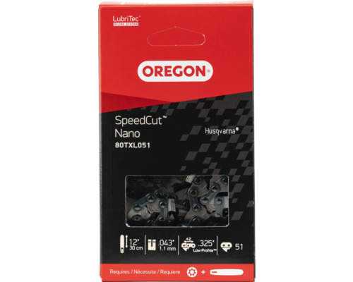 Sägekette OREGON 80TXL051E, 325" | 1,1 mm | 51 TG | HM | SpeedCut Nano 30 cm Oregon SpeedCut Nano Sägekette 30 cm