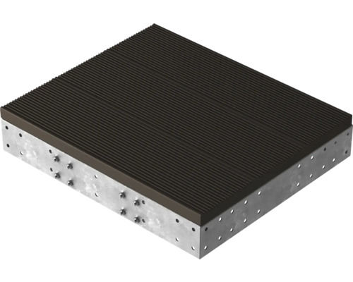 Quadratische Lastverteilungsplatte mit gerippter Oberfläche und Lochblechumrandung