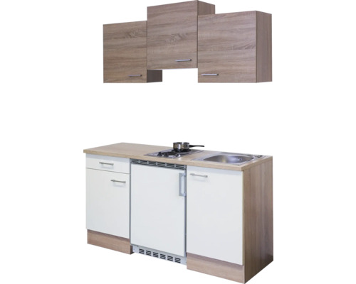 Flex Well Singleküche mit Geräten Samoa 150,5 cm Frontfarbe weiß sonoma eiche Matt Korpusfarbe sonoma eiche Flex Well Singleküche mit Geräten Samoa 150,5 cm Frontfarbe weiß sonoma eiche Matt Korpusfarbe sonoma eiche