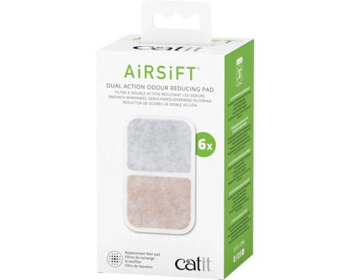 Katzentoiletten Filter catit AiRSiFT Dual Action Pad, 6er-Pack Catit Airsift Geruchsfilter Doppelpackung, 6 Stück