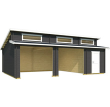 Doppelcarport mit Geräteraum und Fenstern