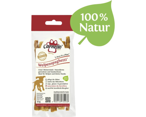 Hundesnack Carnello Welpenspaghetti aus Naturdarm, pflegt die Zähne, soja-, gluten- & getreidefrei ca. 30 g