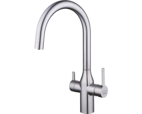 Küchenarmatur aus Metall mit hohem Auslauf