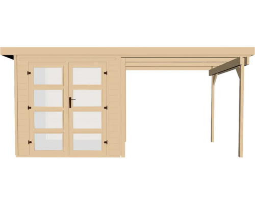 Holzgartenhaus mit Vordach