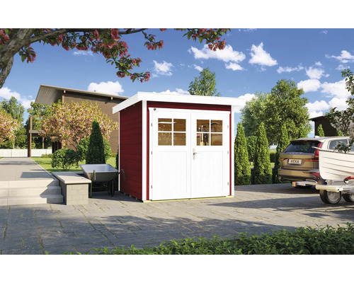 Gartenhaus weka 227 Gr. 1 inkl. Fußboden 229 x 253 cm schwedenrot Garten mit Geräteschuppen mit Doppeltür und Fenster