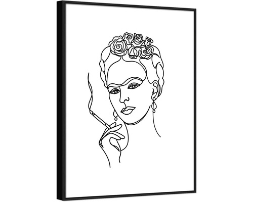 Leinwandbild Frida Kahlo line drawing 62x82 cm