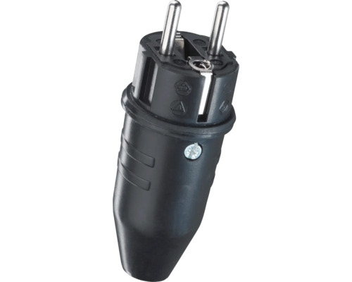 ABL 1149190 Schutzkontakt Gummi-Stecker IP44 schwarz hitze-/ kälte + UV-beständig Made in Germany