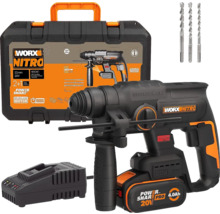 WORX Nitro Akku-Bohrhammer mit Bohrer-Set, Akku und Ladegerät in Aufbewahrungskoffer