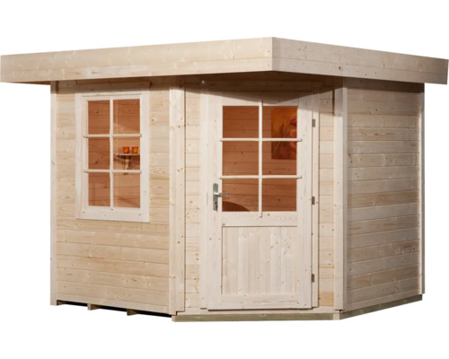 Holzgartenhaus mit Fenster und Tür