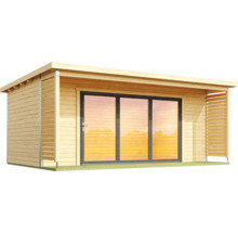 Gartenhaus Outdoor Life Liverpool 3 inkl. Fußboden, Terrasse 580 x 430 cm natur