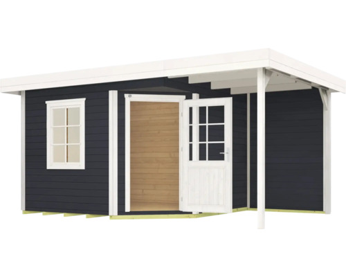 Gartenhaus mit Fenster und offener Tür