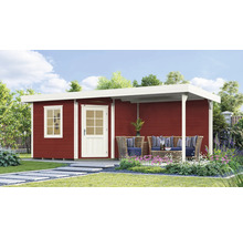 Gartenhaus weka Designhaus 213 B Gr. 1 inkl. Fußboden, Dachanbau mit Rückwand 586 x 278 cm schwedenrot