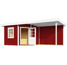Gartenhaus weka Designhaus 213 B Gr. 1 inkl. Fußboden, Dachanbau mit Rückwand 586 x 278 cm schwedenrot
