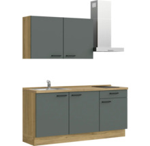 NOBILIA Küchenzeile ohne Geräte Urban 180 cm mineralgrün matt vormontiert Variante rechts 4004539013766