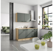 NOBILIA Küchenzeile ohne Geräte Urban 180 cm mineralgrün matt vormontiert Variante rechts 4004539013766