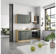 NOBILIA Küchenzeile ohne Geräte Urban 210 cm mineralgrün matt vormontiert Variante rechts 4004539013841