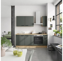 NOBILIA Küchenzeile ohne Geräte Urban 210 cm mineralgrün matt vormontiert Variante rechts 4004539013841