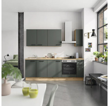 NOBILIA Küchenzeile ohne Geräte Urban 240 cm mineralgrün matt vormontiert Variante rechts 4004539013926