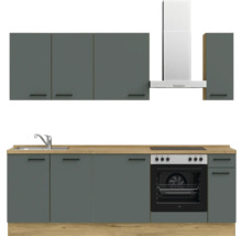 NOBILIA Küchenzeile ohne Geräte Urban 240 cm mineralgrün matt vormontiert Variante rechts 4004539013926