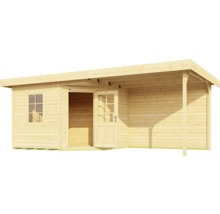 Holzgartenhaus mit Fenster, Tür und Veranda