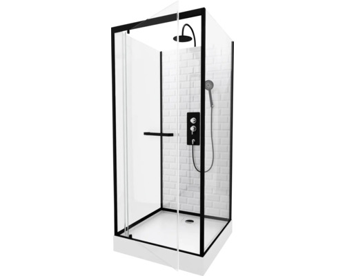 Fertigdusche Aurlane Metro 80 x 80 x 230 cm schwarz