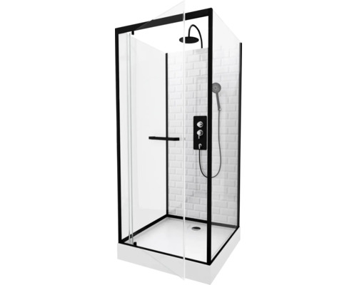 Fertigdusche Aurlane Metro 90 x 90 x 230 cm schwarz