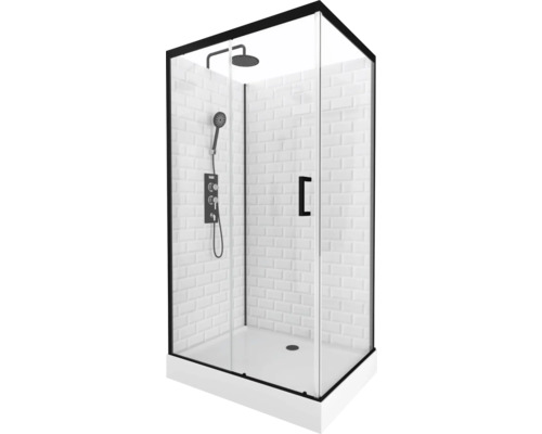 Komplettdusche Aurlane Metro 110 x 80 x 230 cm schwarz