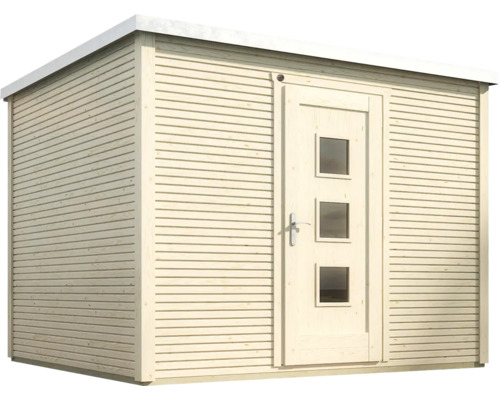 Gartenhaus aus Holz mit Tür und Fenstern