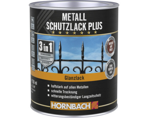 HORNBACH Metallschutzlack Plus glänzend schwarz 750 ml