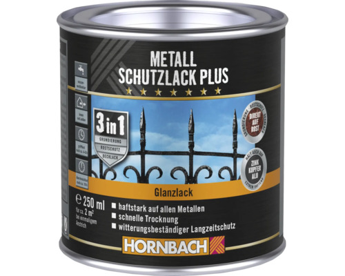 HORNBACH Metallschutzlack Plus verkehrsgrau glänzend 250 ml Metal protective coating plus in einer 250 ml Dose von Hornbach