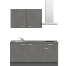 NOBILIA Küchenzeile ohne Geräte Industrial 180 cm beton schiefergrau matt vormontiert Variante rechts 4004539018563