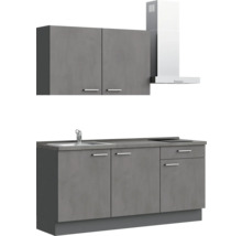 NOBILIA Küchenzeile ohne Geräte Industrial 180 cm beton schiefergrau matt vormontiert Variante rechts 4004539018563
