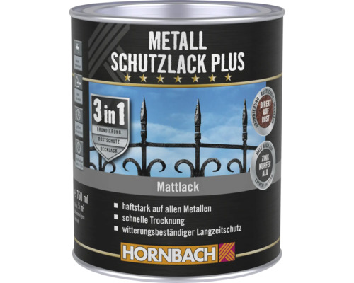 HORNBACH Metallschutzlack Plus verkehrsgrau matt 750 ml Metallschutzlack Plus Dose mit 750 ml Inhalt