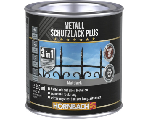 HORNBACH Metallschutzlack Plus verkehrsgrau matt 250 ml Metallschutzlack Plus Mattlack in einer 250-Milliliter-Dose