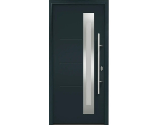 Haustür EcoStar ISOPRO IP 780S 1000 x 2100 mm Rechts RAL 7016 anthrazitgrau inkl. Beschlag-Set,Edelstahl Stangengriff,Sicherheitsprofilzylinder mit 5 Schlüsseln Moderne Haustür mit Edelstahlgriff und Glaseinsatz
