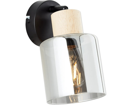 Wandleuchte aus Glas und Holz